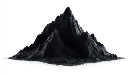 Abstract Black Mountain Peak Representation on White Background
