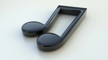 Glossy Black Music Note Symbol on White Background for Creative Projects