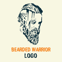 Bearded Warrior Mascot Logo – Bold Vector Illustration of a Rugged Fighter