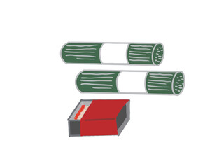 Incense sticks and matchbox illustration