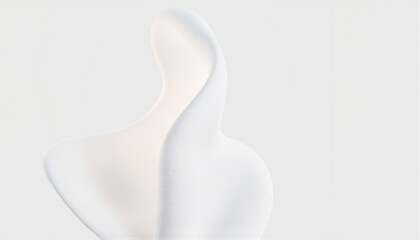Abstract white sculpture with smooth, flowing curves resembling a modern art piece or a stylized organic form, set against a plain background, emphasizing minimalism and elegance