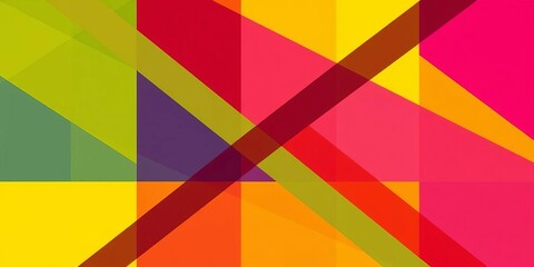 Obraz premium Bold intersecting lines create dynamic, overlapping shapes in vibrant color blocks, art, abstract