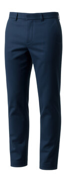 Navy stretch chinos with a straight leg and concealed hook fastening