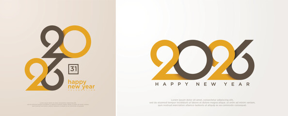 Happy new year 2026 with unique number logo concept. 2026 new year celebration banner template for social media post, calendar and cover