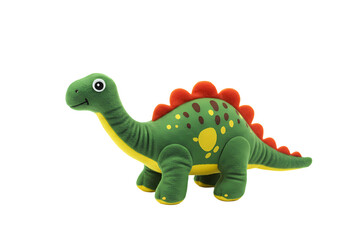 Fototapeta premium Green Plush Stegosaurus Dinosaur Toy isolated on transparent baackground