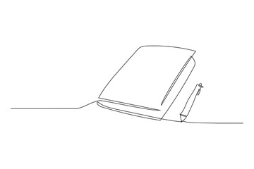 logo vector design continuous line book and pencil