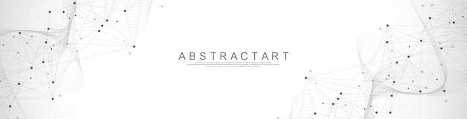 Global network connection concept. Big data visualization. Social network communication in the global computer networks. Internet technology. Business. Science. Vector illustration