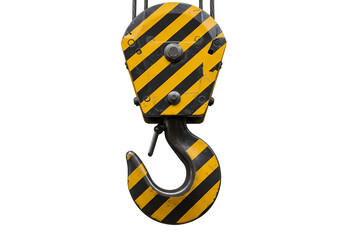 Industrial Crane Hook Detail isolated on transparent baackground