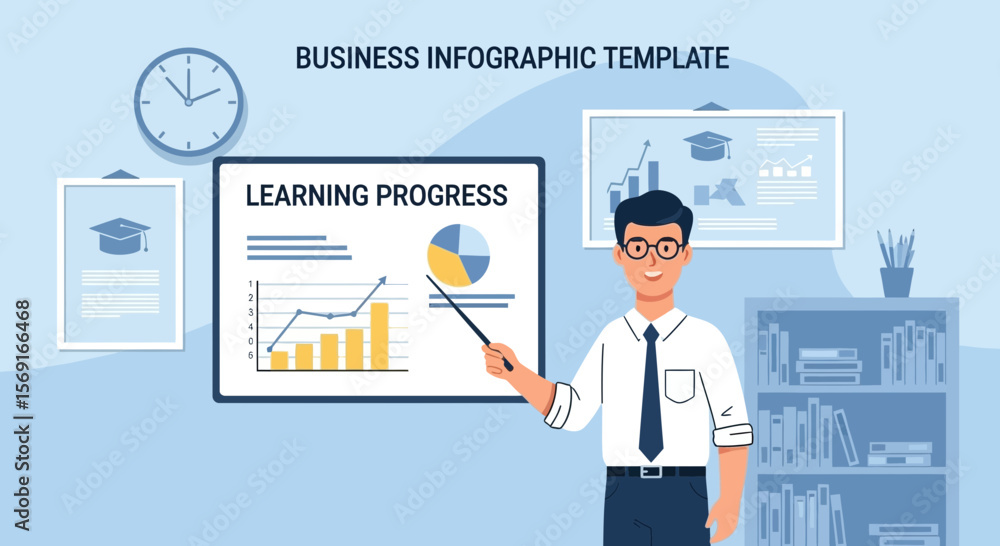 Poster visual presentation of learning progress for educational business presentation