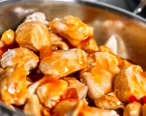 frying pan with chicken