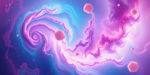 Vibrant nebula swirls, cosmic dust, and pastel stars create a surreal dreamscape,  heavenly,  otherworldly
