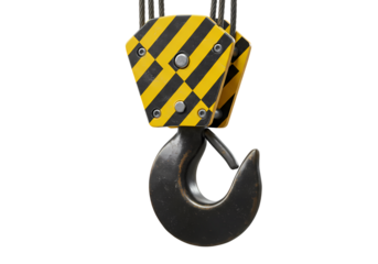Crane Hook and Lifting Mechanism isolated on transparent baackground