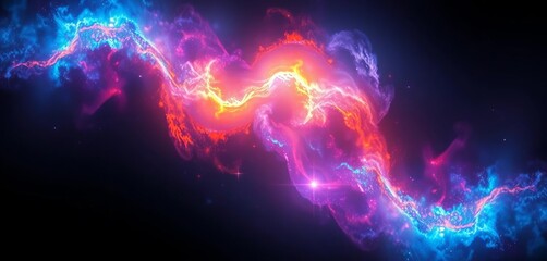 Vibrant, swirling nebula of light and color against a deep black backdrop,  nebula,  pattern
