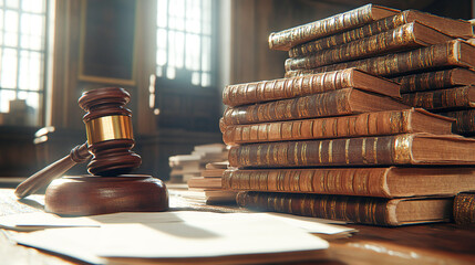 Piles Judicial Court Files And Judge Gavel