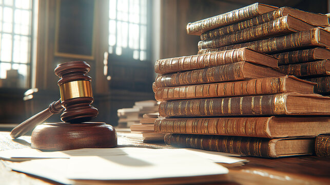 Piles Judicial Court Files And Judge Gavel