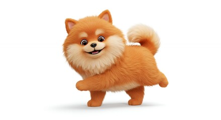 Happy orange pomeranian cartoon illustration