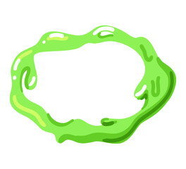 Slime green frame. Different forms border for graphic design. Melting liquid, abstract blob drip, round card, jelly splash and spot. Decorative background. Vector cartoon isolated set