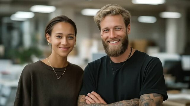 Colleagues with Tattoos and Piercings in Creative Workspace Acceptance