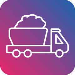 Dump Truck Line Icon Style