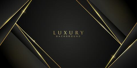Luxury abstract background with golden strips lines on dark background. Luxury and elegant style template. Suitable for covers, posters, ads, banners