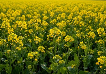 Obraz premium 황금빛 유채꽃밭 햇살 가득 따스한 풍경