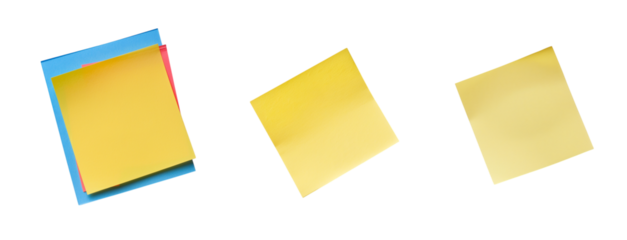 Colorful sticky notes arrangement a creates modern aesthetic transparent background  