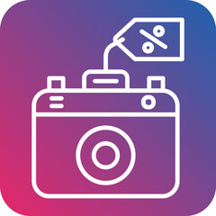 Camera Sale Line Icon Style