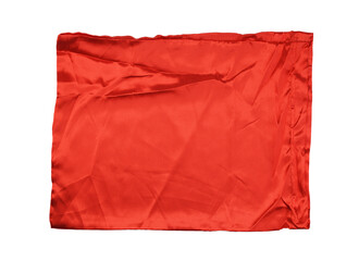A piece of rich red satin fabric isolated on white background.