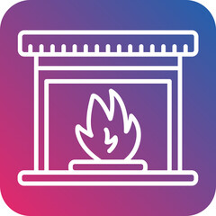 Fireplace Line Icon Style