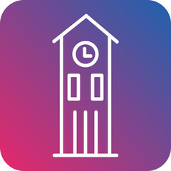 Clock Tower Line Icon Style