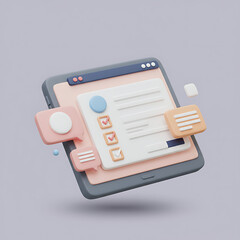 3D Tablet for Interactive Learning Icon