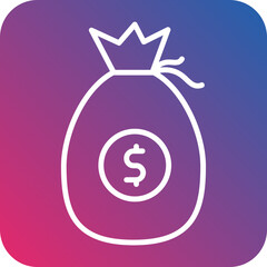 Money Bag Line Icon Style