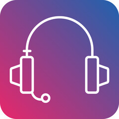 Headphones Line Icon Style