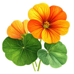 Fototapeta premium Orange and Yellow Flowers with Green Leaves