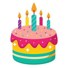 A birthday cake with candles and sparks, a symbol of a birthday party, celebration, and a special day.