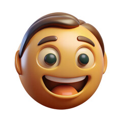 Fototapeta premium 3d cheerful cartoon character head on transparent background