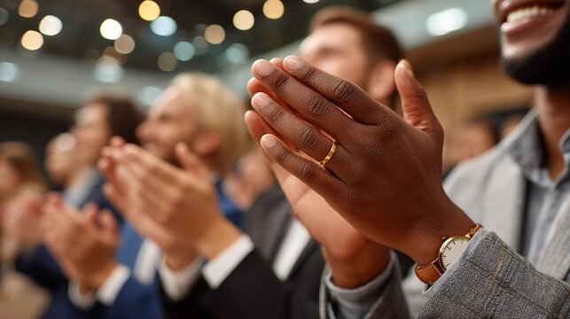 Hands clapping in a crowd at an event - appreciation and success