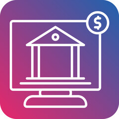Online Banking Line Icon Style