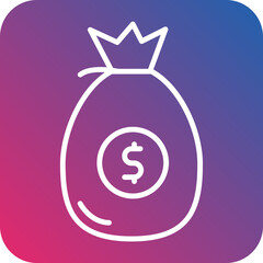 Money Bag Line Icon Style