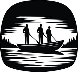 Men Boating Silhouette