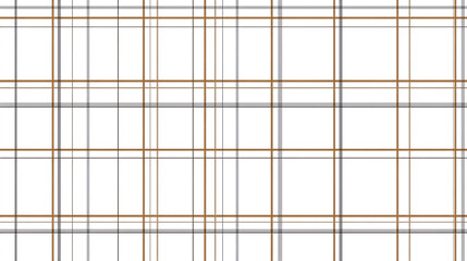 A simple white plaid pattern with thin brown and gray lines creating a classic and elegant textile design.