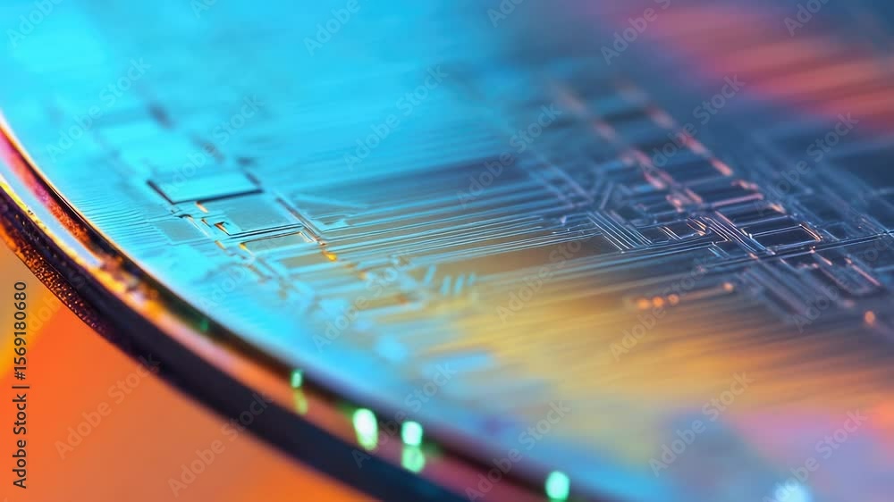 Poster a close-up view of a computer chip, great for tech-related projects or illustrations