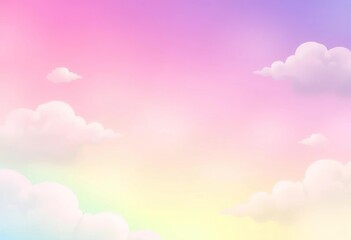 Fototapeta premium Abstract kawaii rainbow sky, pastel gradient, soft, playful comic style, whimsical, colorful, wedding, card, design, background, graphic, airy