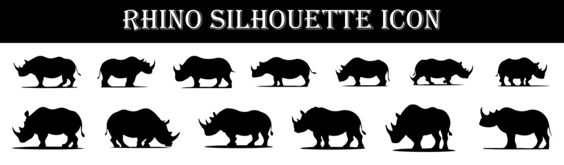 Rhinoceros Silhouette Vector Set – Rhino Animal Icons Collection