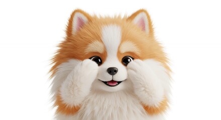 Obraz premium Cute fluffy pomeranian dog illustration