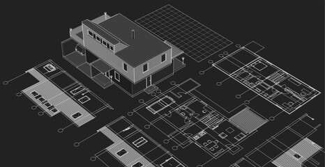 Naklejka premium architecture modern house 3d illustration