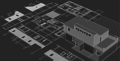Obraz premium architecture modern house 3d illustration