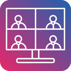 Online Meeting Line Icon Style