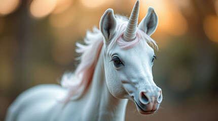 A white unicorn with a magical and dreamy appearance, embodying a fantasy creature.
