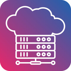 Cloud Server Line Icon Style